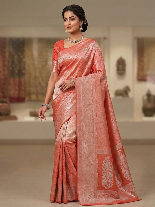Banarasi silk saree -Orange