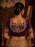 Designer Saree blouse- Lotus design- purple