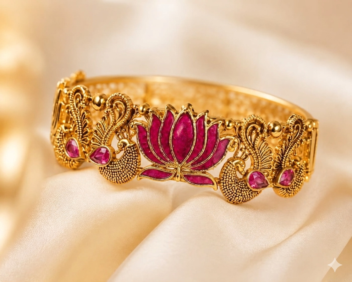 Bangles - golden with Pink Lotus