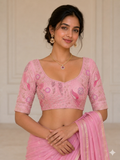 Designer Blouse - Pink with side zip