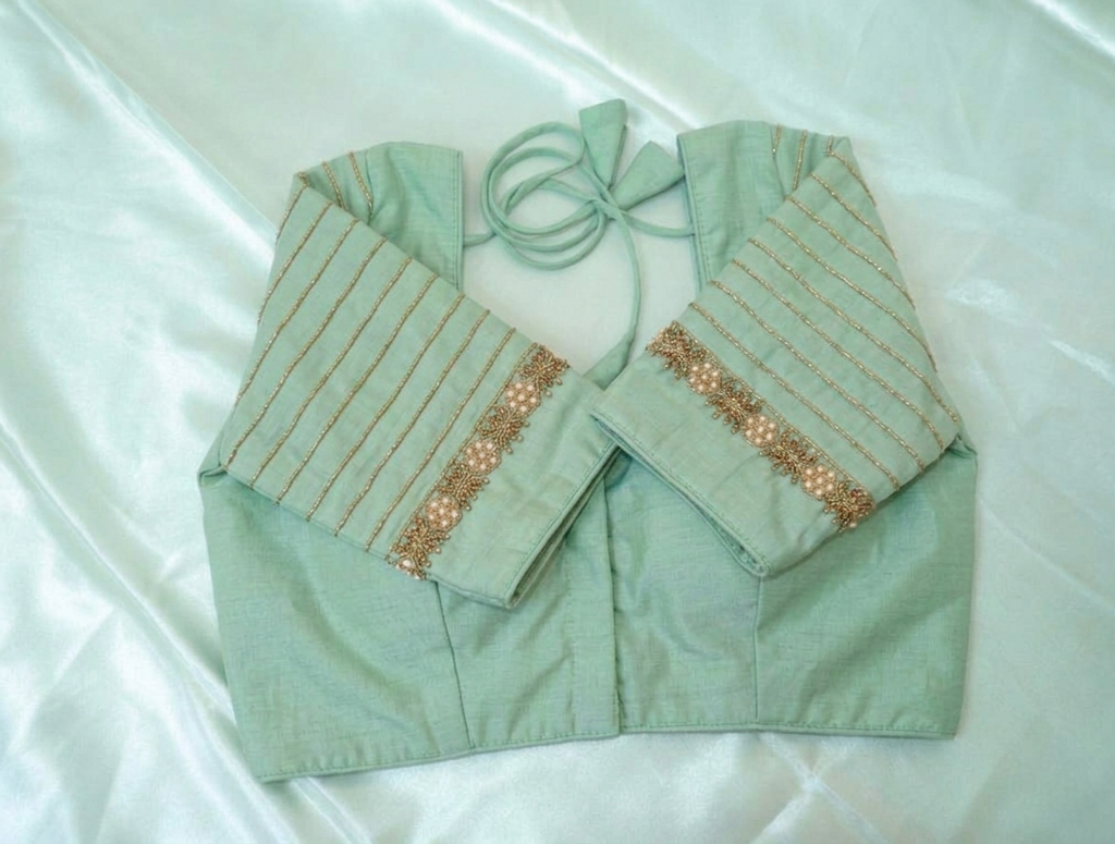 Designer saree blouse- Pastel Green