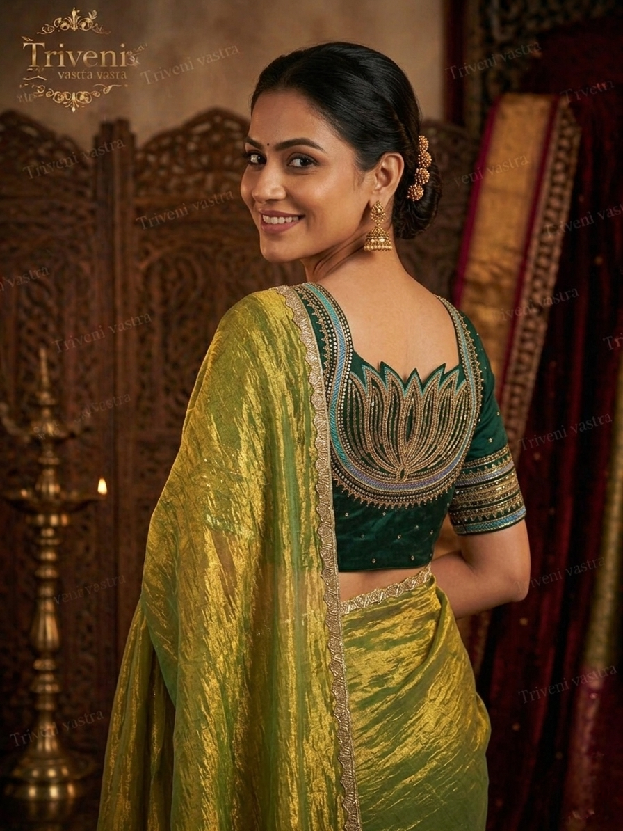 Premium Dual-Tone Metallic Tissue Saree