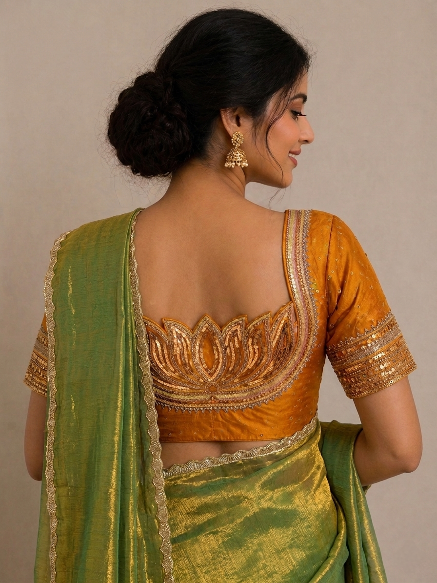 Premium Dual-Tone Metallic Tissue Saree