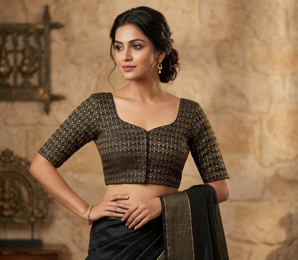 Black designer readymade saree blouse