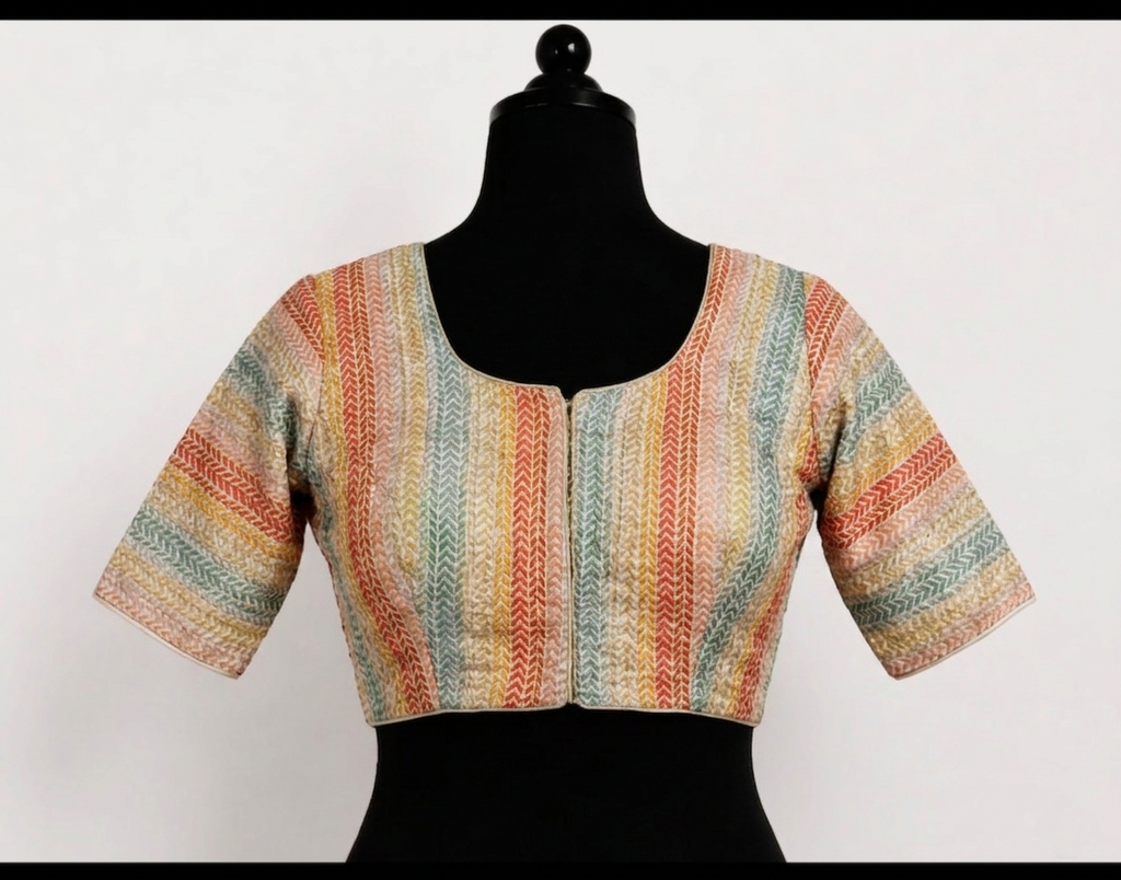 Multicoloured saree blouse -3043
