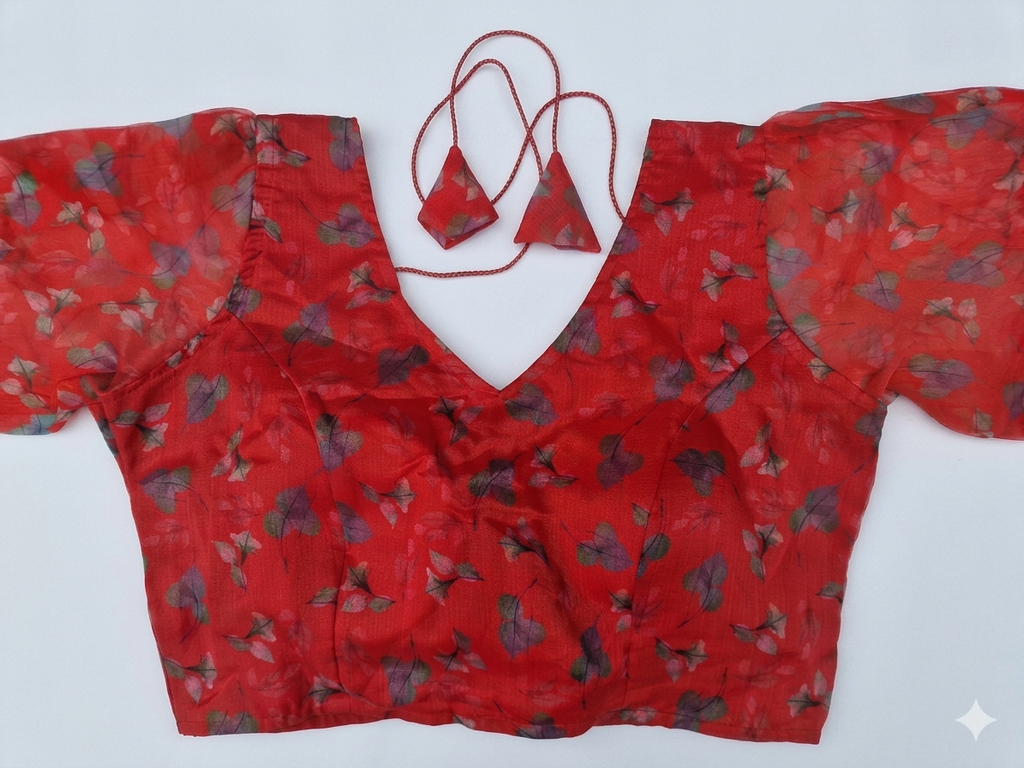 Red Organza saree blouse