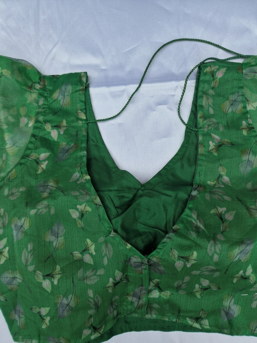 Green organza saree blouse