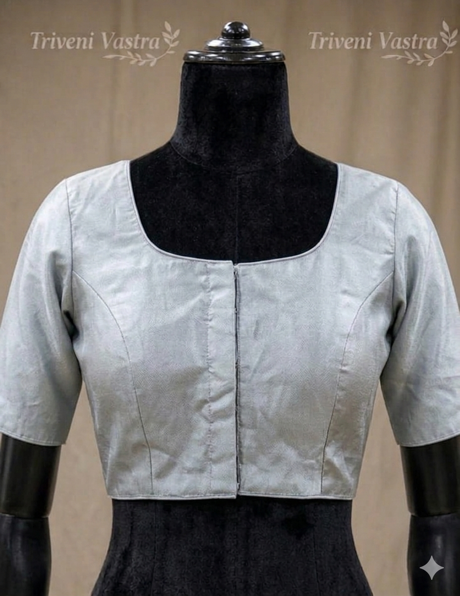 Saree blouse-siver/grey