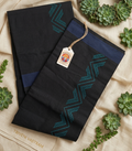 Black cotton mundu (dhoti) with blue stones