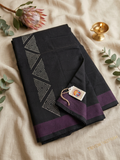 Black cotton mundu (dhoti) with siver stones
