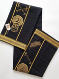 Black cotton mundu (dhoti) with Golden paintings