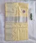 Silver cotton mundu (dhoti) with  Silver stones