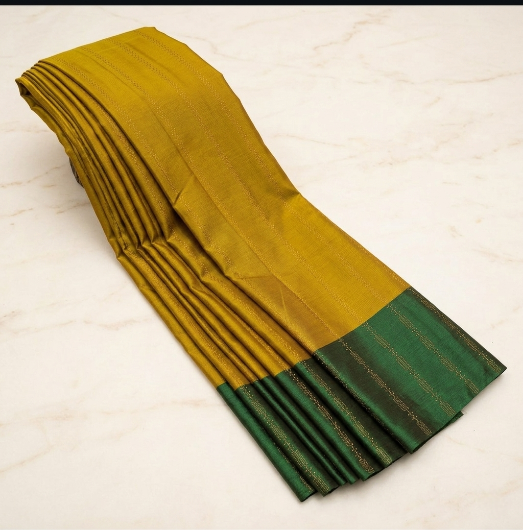 Mustard yellow Silk saree