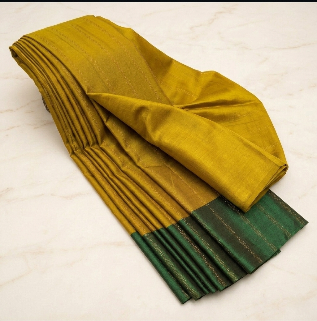 Mustard yellow Silk saree