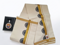 Kasavu mundu (dhoti) with black mandala pattern print
