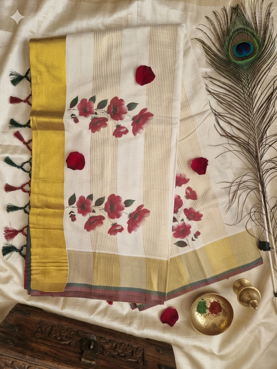 Settu saree with flower design