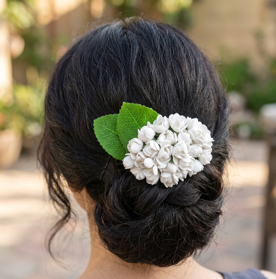 Hair clip with artificial Jasmine flower