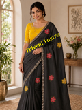 Saree with running blouse- Black