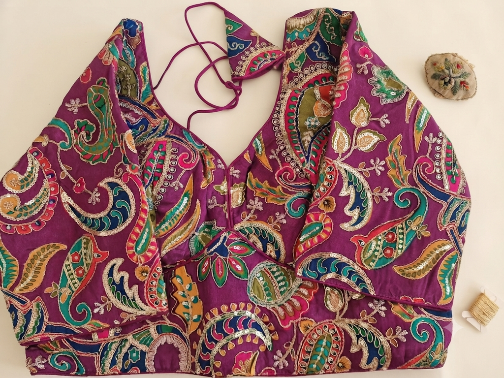 Designer saree blouse- purple