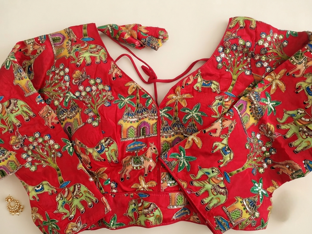 Designer saree blouse- Red