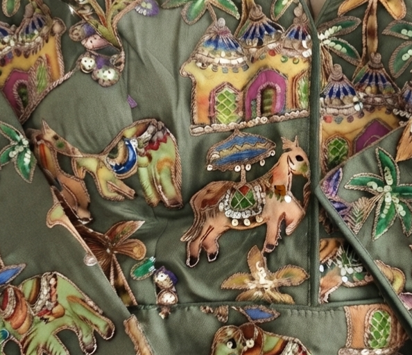 Designer saree blouse- Olive green