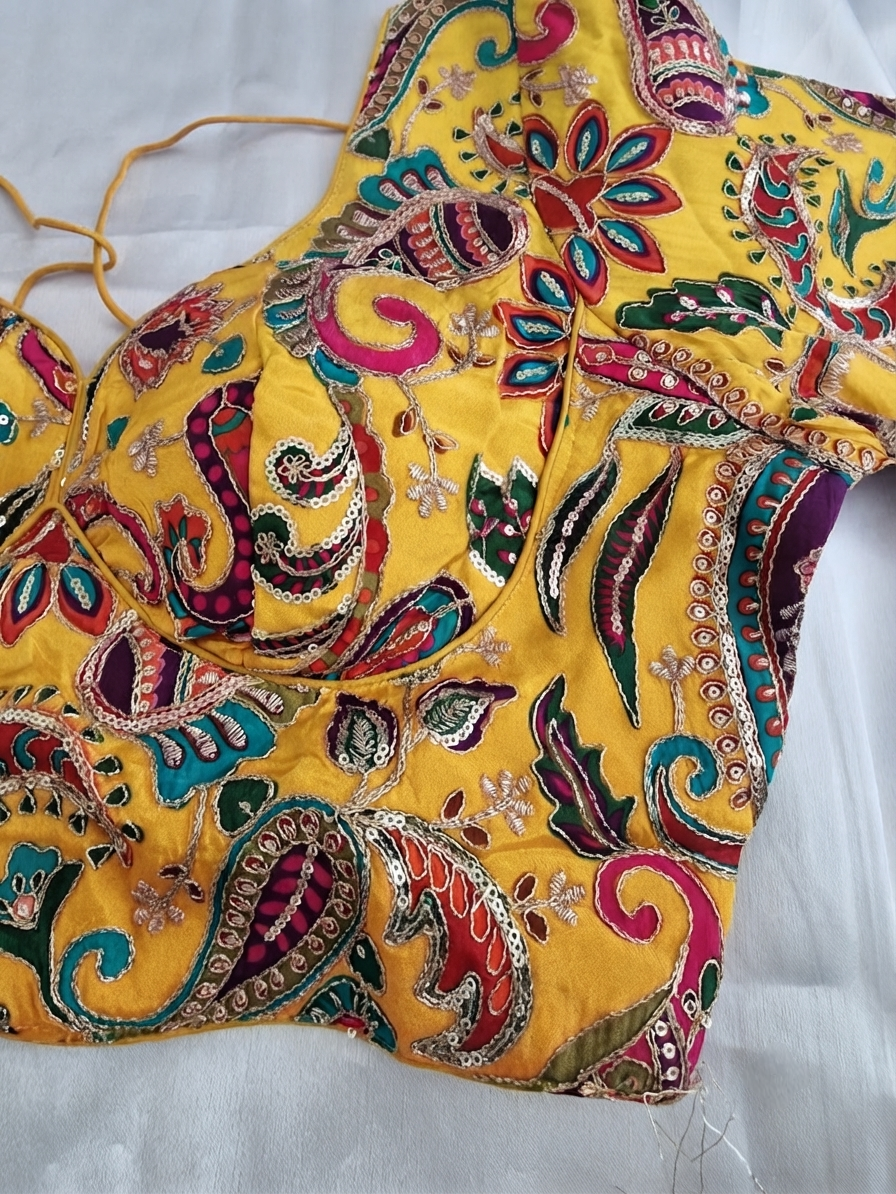 Designer saree blouse - yellow