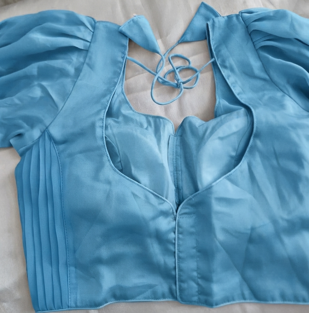 Designer saree blouse - skyblue