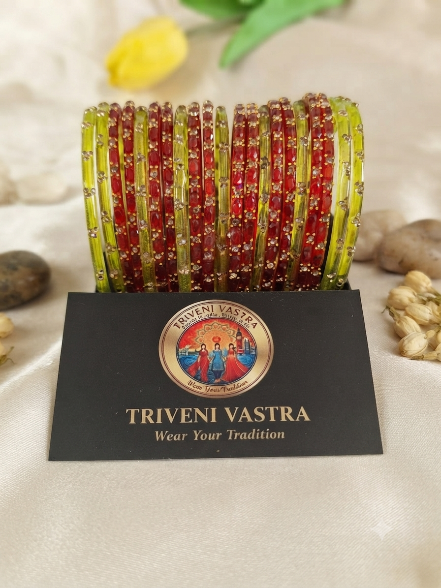 Glass bangles- Red & Green (2.8)