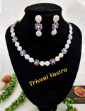 Short necklace- Silver & Lavender stones
