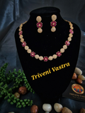 Short necklace-Ruby- Gold polished