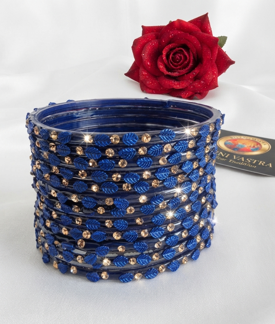 Glass bangles - Blue - 2.8