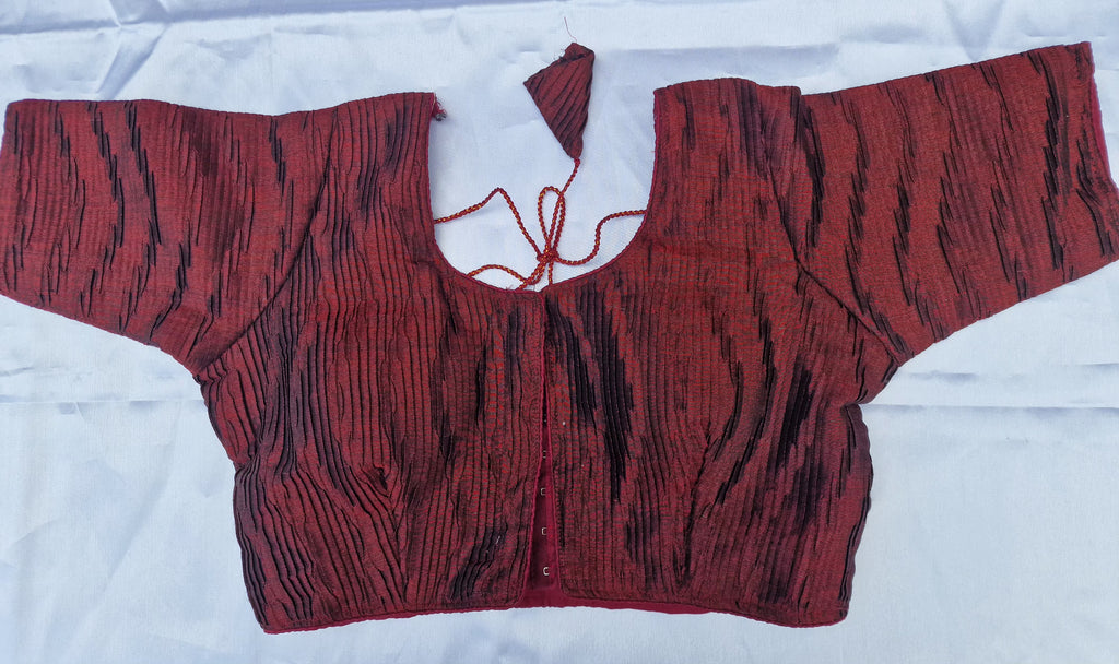 Crushed Maroon silk saree blouse