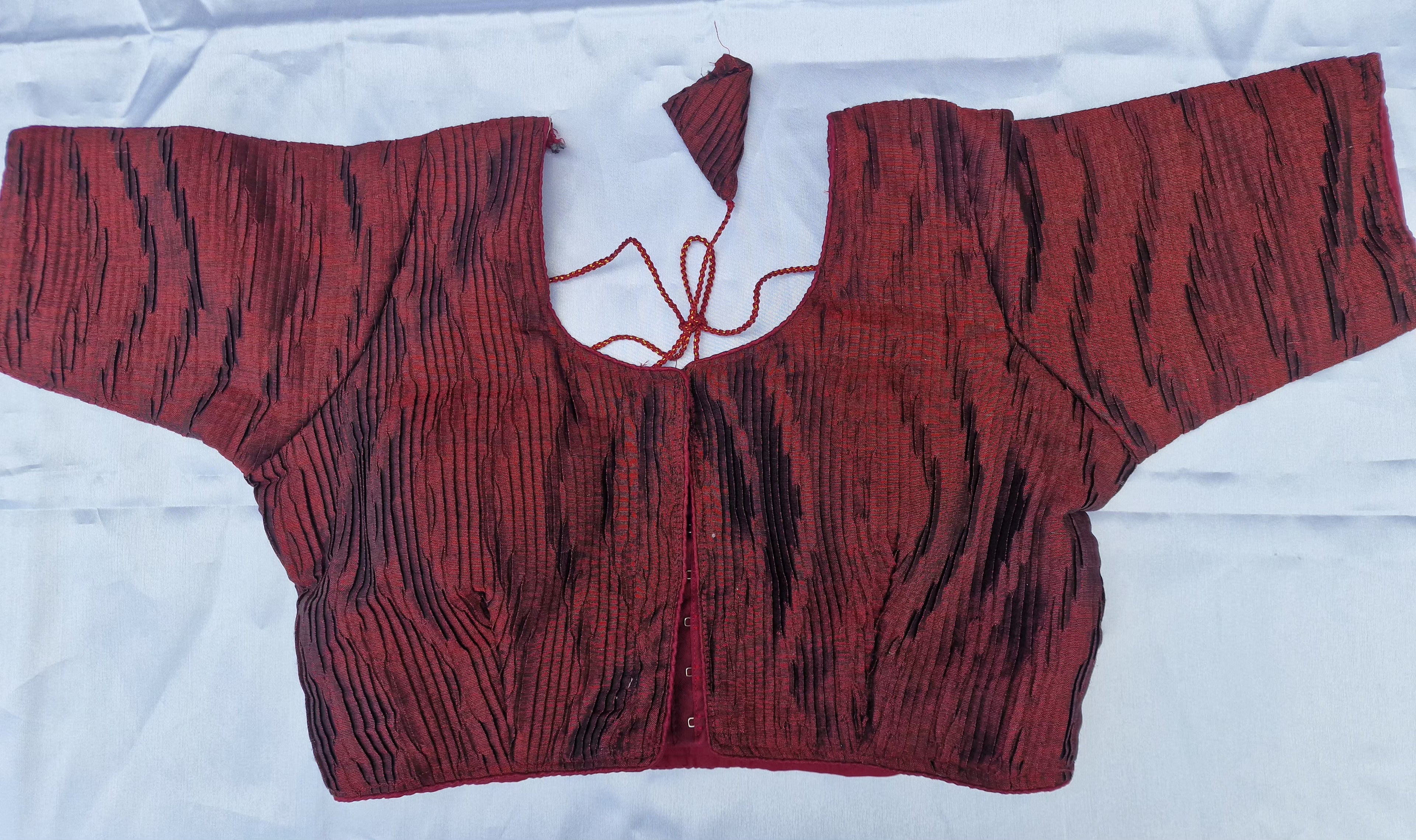 Crushed Maroon silk saree blouse