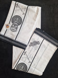 White Cotton mundu ( dhoti) with kadhakali embellishments