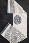 White cotton mundu ( Dhoti) with black embellishments