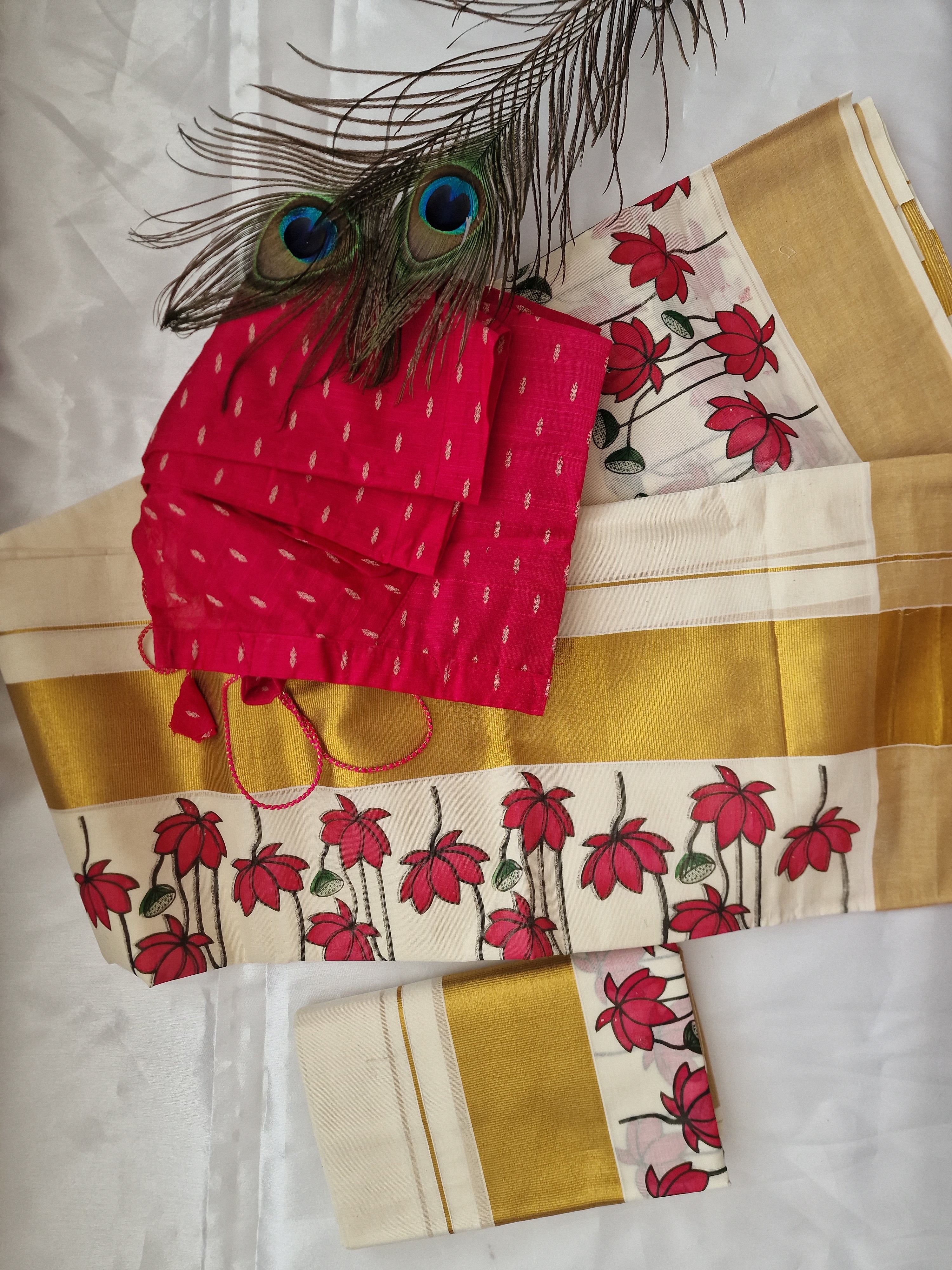 Settumundu with stitched blouse (32-44)