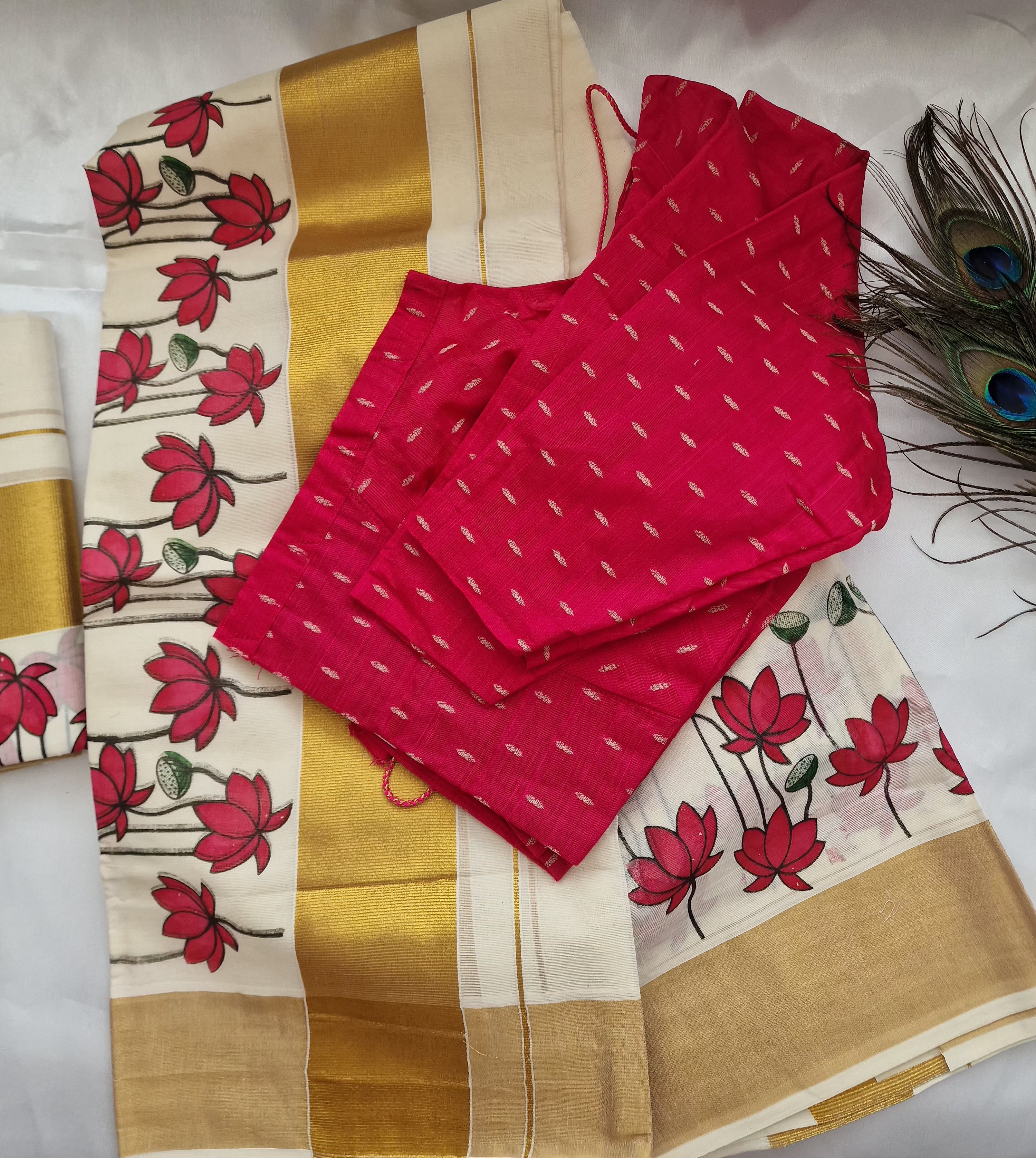 Settumundu with stitched blouse (32-44)