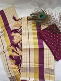 Purple settumundu with unstitched blouse