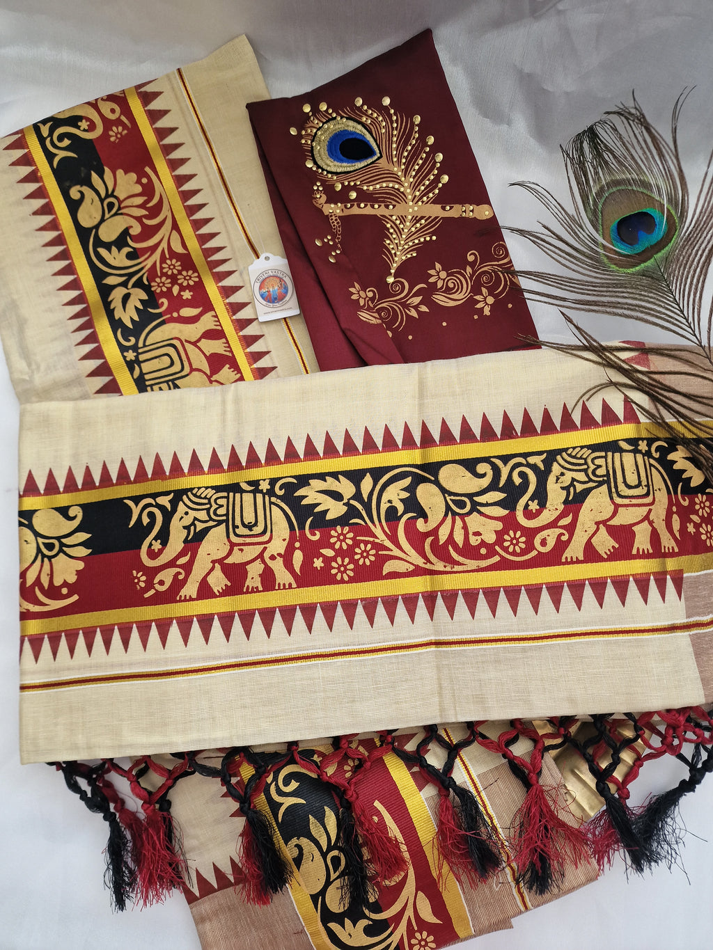 Settumundu with unstiched blouse