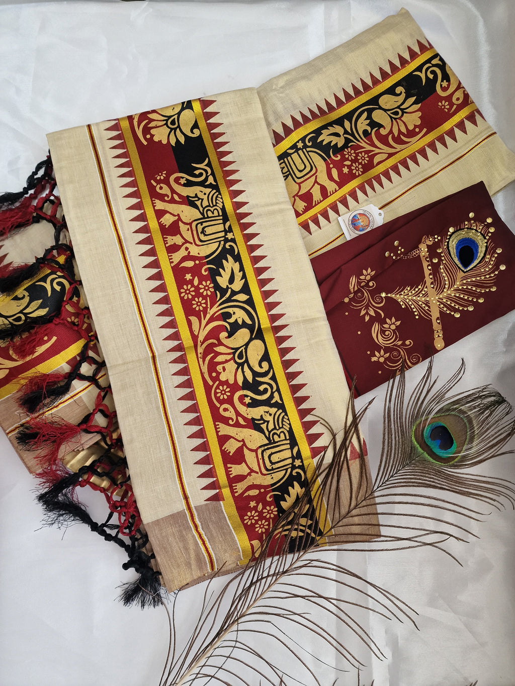 Settumundu with unstiched blouse
