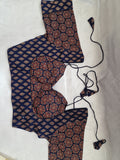 Ajrakh print party saree blouse