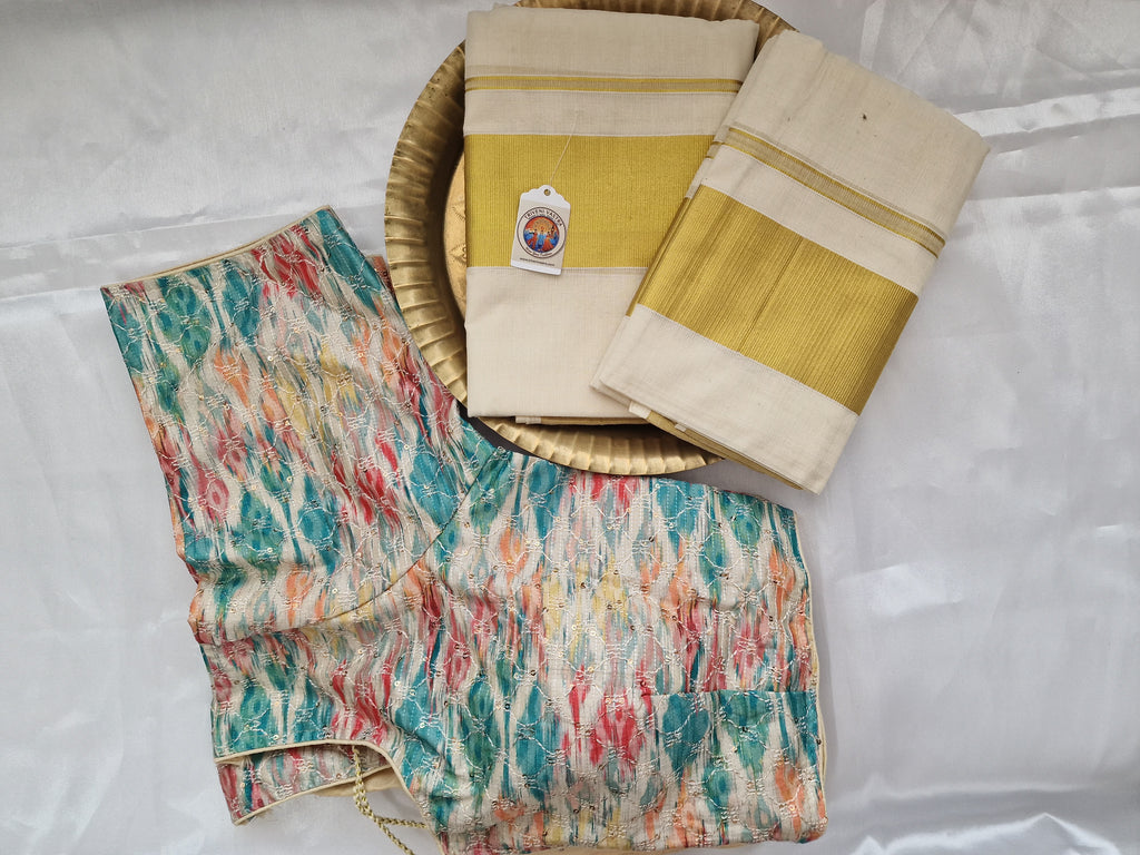 Kasavu settumundu without blouse