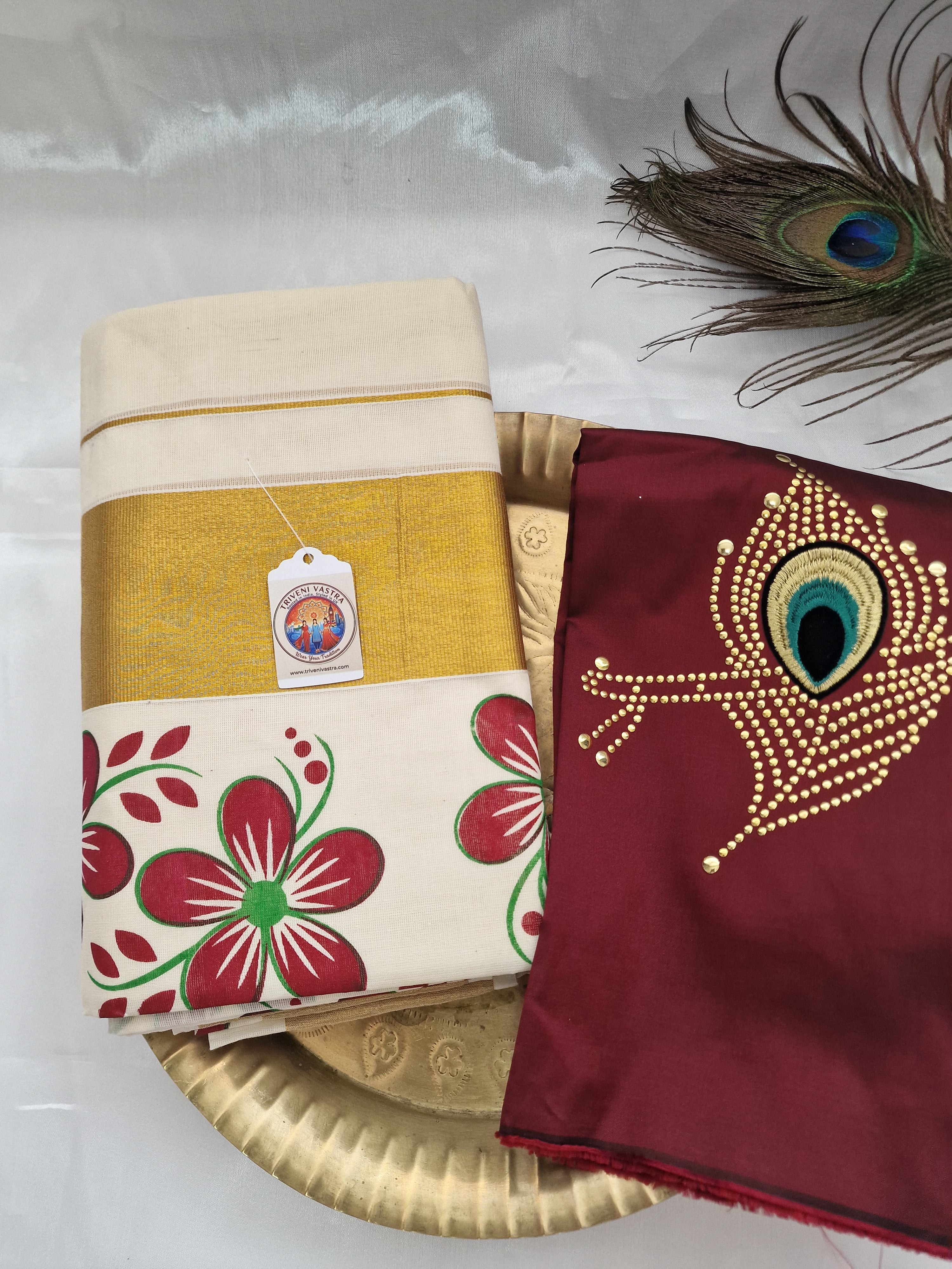 Settumundu with unstitched blouse
