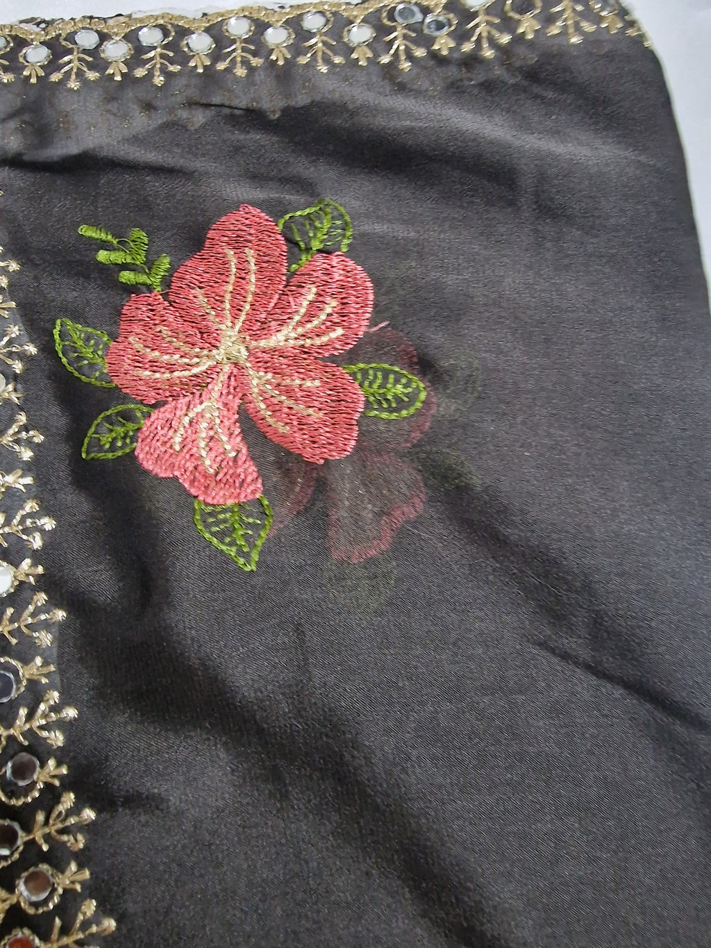 Saree with running blouse- Black