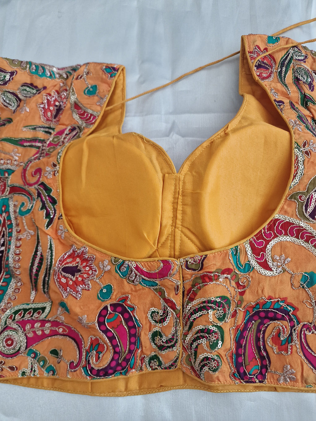 Designer saree blouse- yellowish orange ( Mehandi)