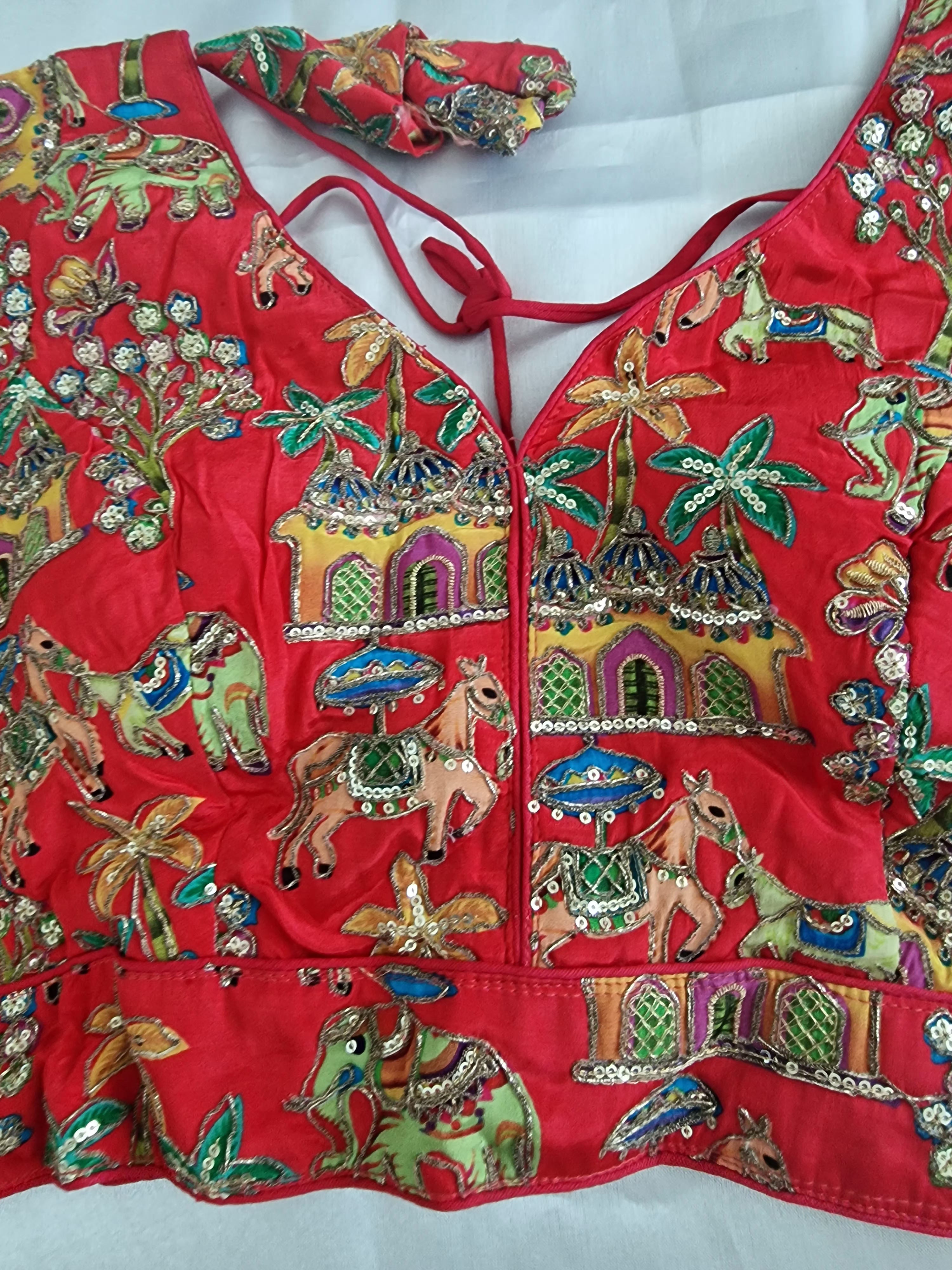 Designer saree blouse- Red