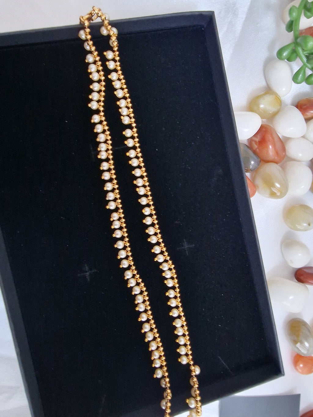Elegance Pearl-Draped Gold plated Anklet