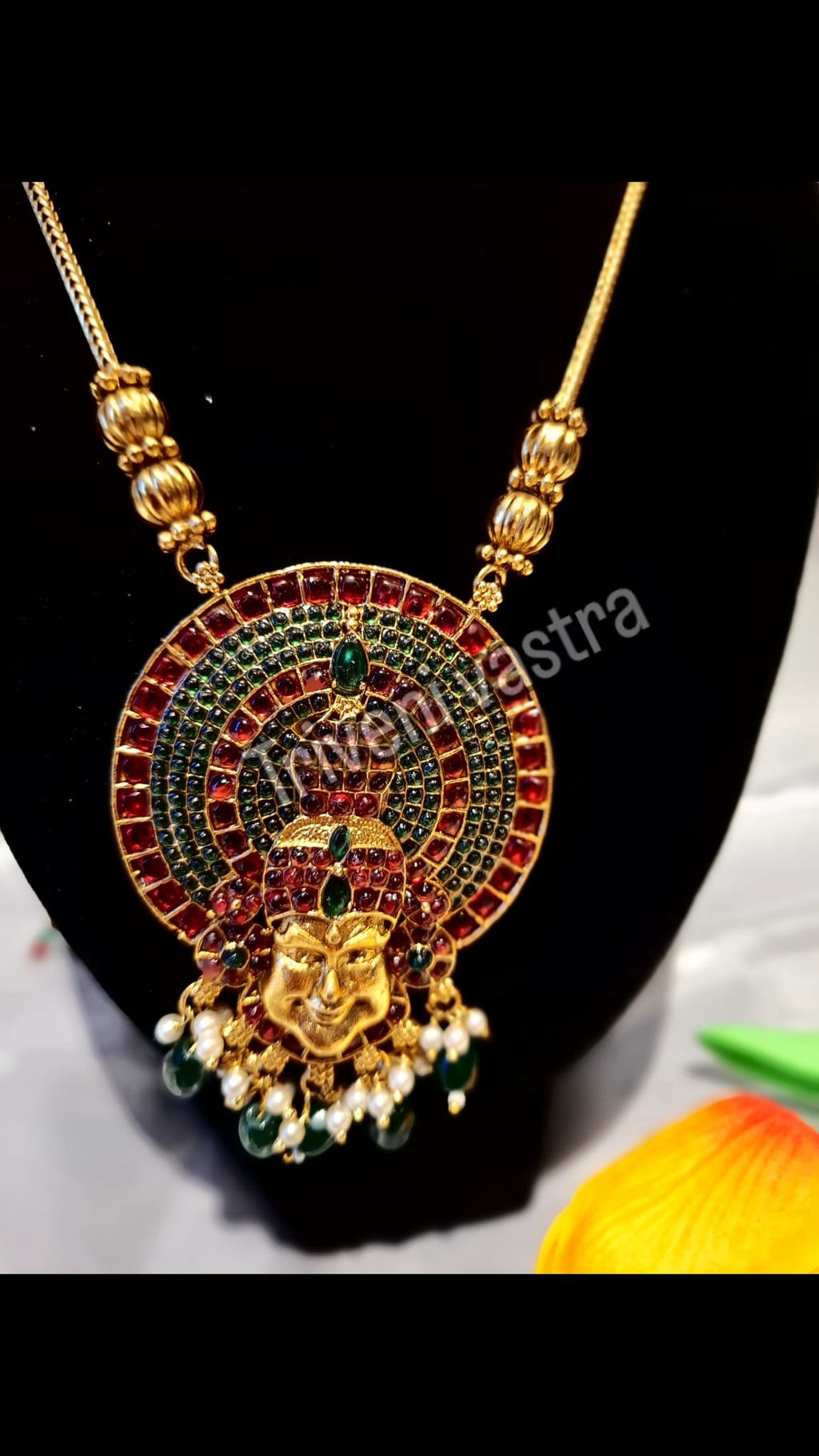 Long Necklace with Earrings- Kadhakali themed