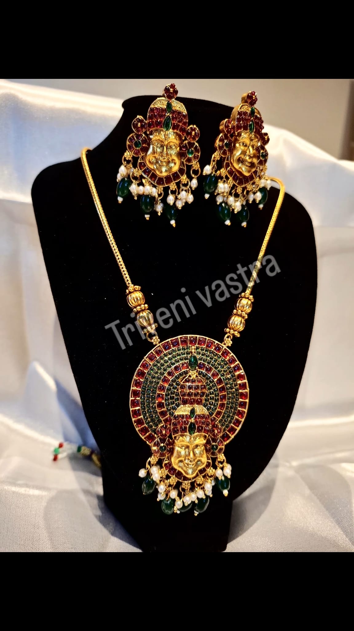 Long Necklace with Earrings- Kadhakali themed