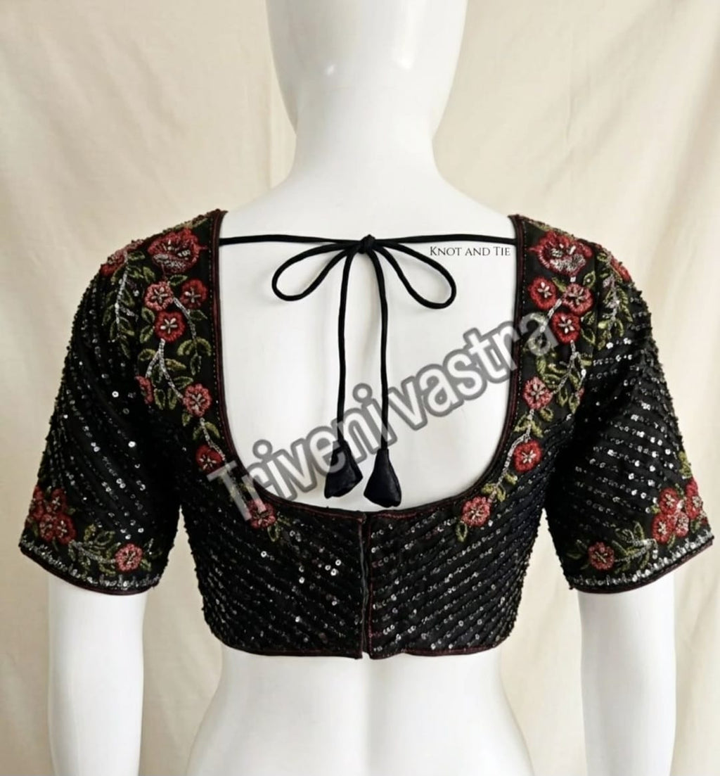 Designer Bridal /Partywear  Readymade saree Blouse-Black